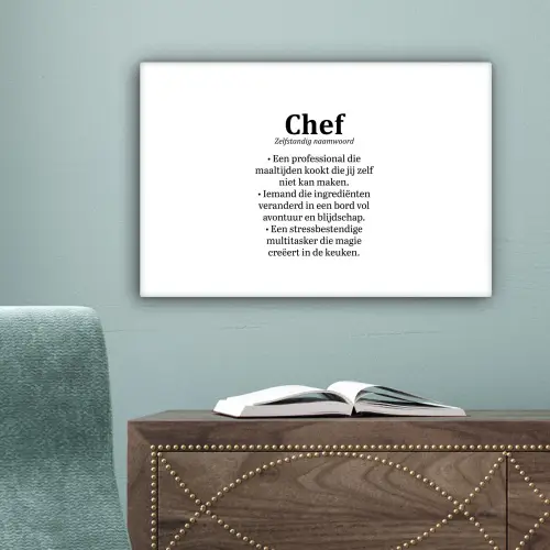 Kok - Definitie - Chef - Koken - Keuken - Spreuken - Woordenboek canvas 2cm klein -sfeer4