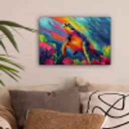 Koraal - Schildpad - Abstract - Water canvas 2cm klein -sfeer1
