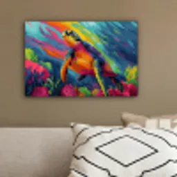 Koraal - Schildpad - Abstract - Water canvas 2cm klein -sfeer3