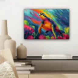 Koraal - Schildpad - Abstract - Water canvas 2cm klein -sfeer6