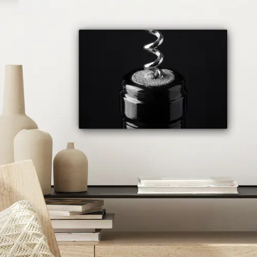 Kurkentrekker - Wijn - Zwart - Wit canvas 2cm klein -sfeer6