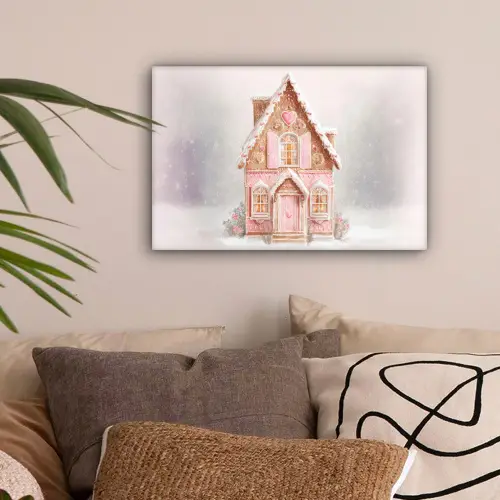 Huisje - Suiker - Pastel canvas 2cm klein -sfeer1