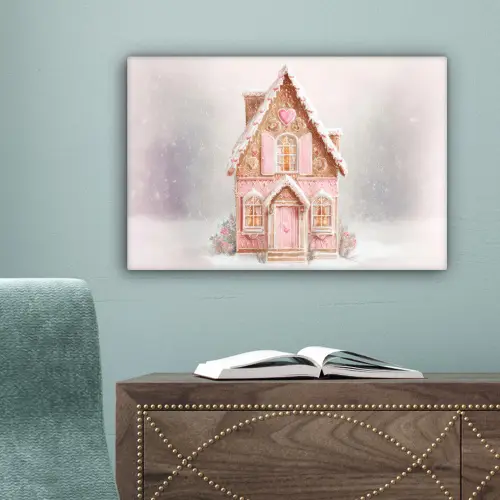 Huisje - Suiker - Pastel canvas 2cm klein -sfeer4