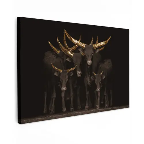Koeien - Horens - Goud canvas 2cm klein -z3d