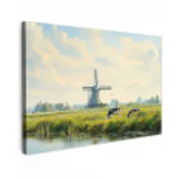 Koeien - Windmolen - Weide - Blauw canvas 2cm klein -z3d