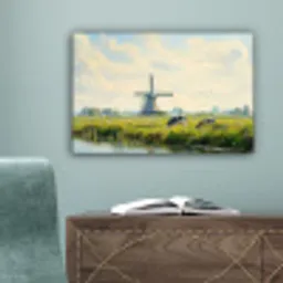 Koeien - Windmolen - Weide - Blauw canvas 2cm klein -sfeer4