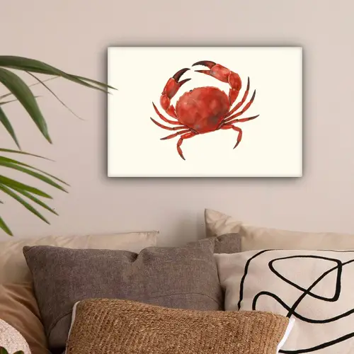 Krab - Felrood - Poten canvas 2cm klein -sfeer1