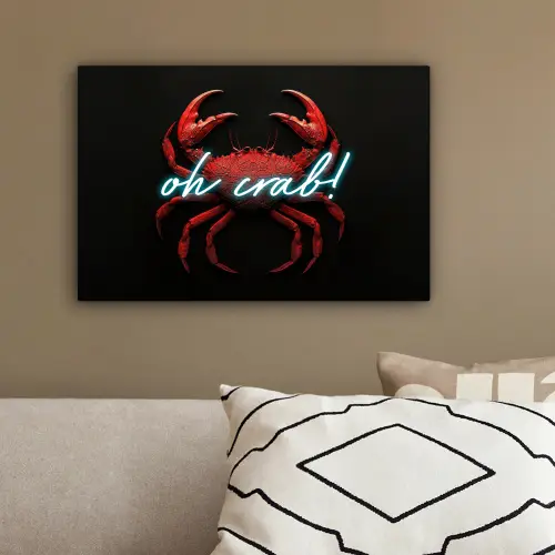 Krab - Rood - Neon - Quote canvas 2cm klein -sfeer3