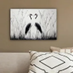 Kraanvogels - Gras - Hartvorm - Zwart canvas 2cm klein -sfeer3
