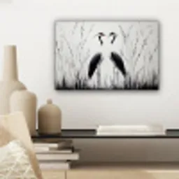 Kraanvogels - Gras - Hartvorm - Zwart canvas 2cm klein -sfeer6