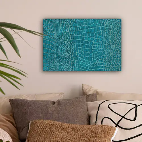Krokodillenleertextuur - Blauw - Exotisch canvas 2cm klein -sfeer1