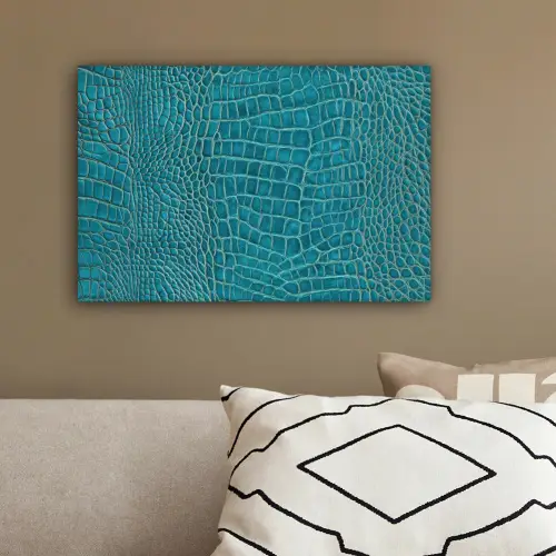 Krokodillenleertextuur - Blauw - Exotisch canvas 2cm klein -sfeer3