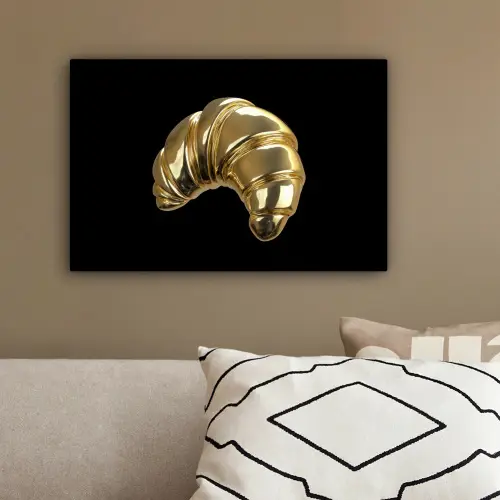 Croissant - Brood - Goud - Zwart canvas 2cm klein -sfeer3