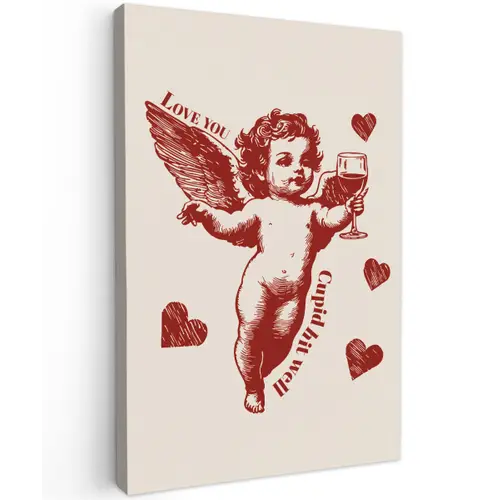 Cupido - Hartjes - Rood - Klassiek canvas 2cm klein -z3d