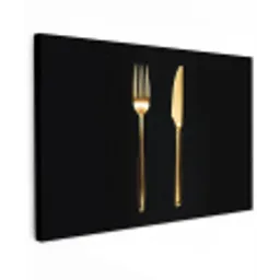 Bestek - Goud - Mes - Vork canvas 2cm klein -z3d