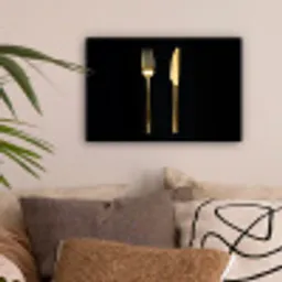 Bestek - Goud - Mes - Vork canvas 2cm klein -sfeer1