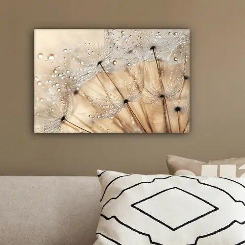 Paardenbloem - Abstract - Natuur - Beige canvas 2cm klein -sfeer3