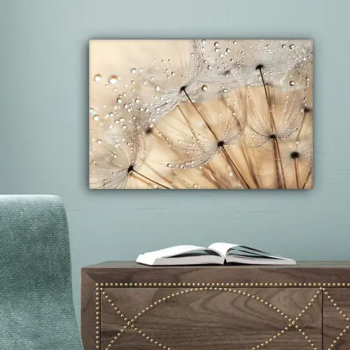 Paardenbloem - Abstract - Natuur - Beige canvas 2cm klein -sfeer4