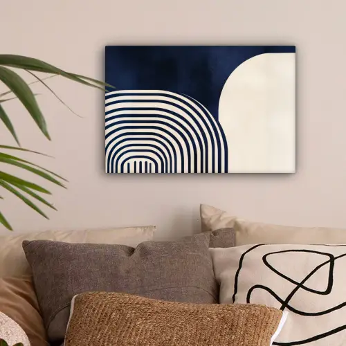 Donkerblauw - Abstract - Lijnen canvas 2cm klein -sfeer1
