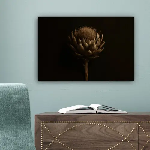 Donkerbruin - Bloem - Textuur - Artisjok canvas 2cm klein -sfeer4