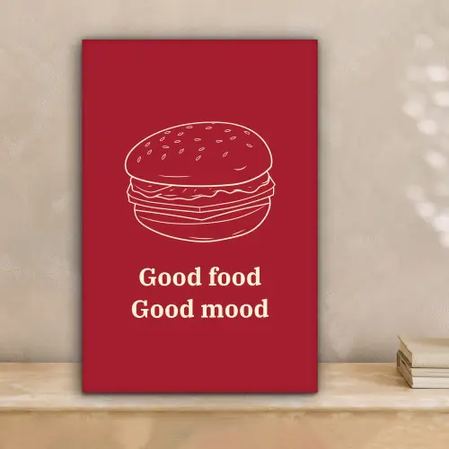 Dieprood - Lijntekening - Tekst - Hamburger canvas 2cm klein -sfeer1