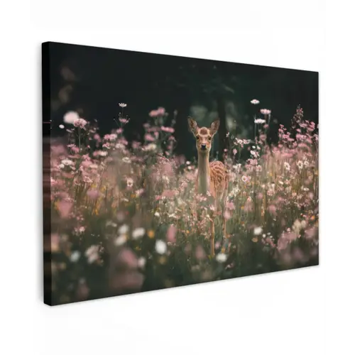Hert - Wilde bloemen - Bos canvas 2cm klein -z3d
