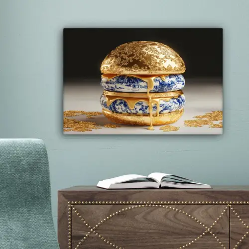 Delftsblauw - Goud - Burger canvas 2cm klein -sfeer4