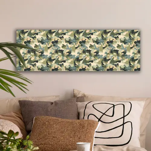 Woestijncamouflage - Zandkleurig - Groen - Patroon canvas 2cm klein 828 -sfeer1