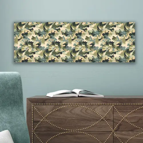 Woestijncamouflage - Zandkleurig - Groen - Patroon canvas 2cm klein 828 -sfeer4