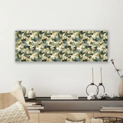 Woestijncamouflage - Zandkleurig - Groen - Patroon canvas 2cm klein 828 -sfeer6