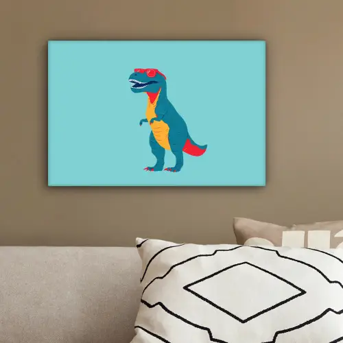 Dinosaurus - Blauw - Zonnebril canvas 2cm klein -sfeer3