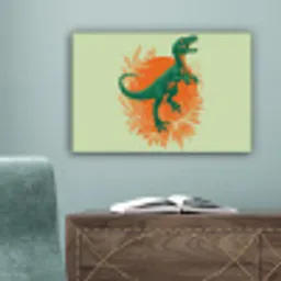 Dinosaurus - Groen - Planten - Cirkel canvas 2cm klein -sfeer4