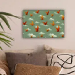 Dinosaurussen - Wolken - Sterren - Oranje canvas 2cm klein -sfeer1