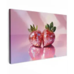 Disco - Fruit - Glitter - Strawberry canvas 2cm klein -z3d