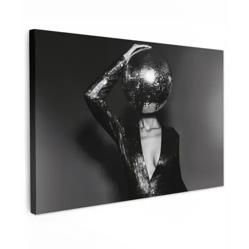 Discobal - Gezicht - Glamour - Zwart canvas 2cm klein -z3d