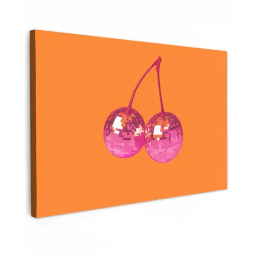 Discoballen - Kers - Spiegels - Roze canvas 2cm klein -z3d