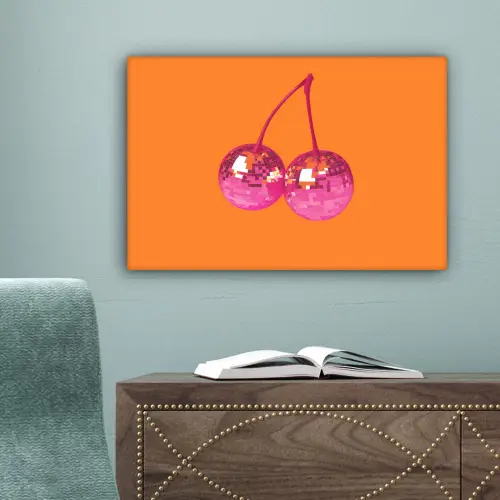 Discoballen - Kers - Spiegels - Roze canvas 2cm klein -sfeer4