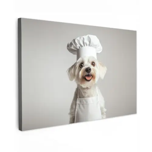 Hond - Wit - Kok canvas 2cm klein -z3d