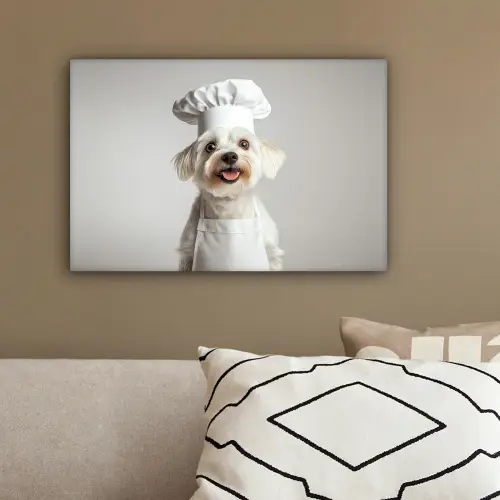 Hond - Wit - Kok canvas 2cm klein -sfeer3