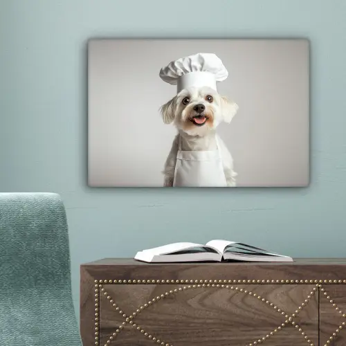 Hond - Wit - Kok canvas 2cm klein -sfeer4