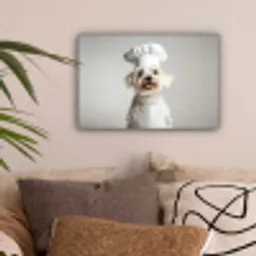 Hond - Wit - Kok canvas 2cm klein -sfeer1