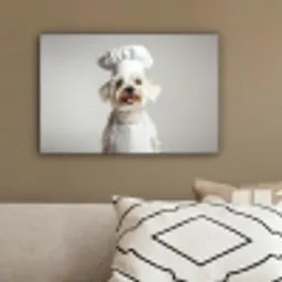 Hond - Wit - Kok canvas 2cm klein -sfeer3