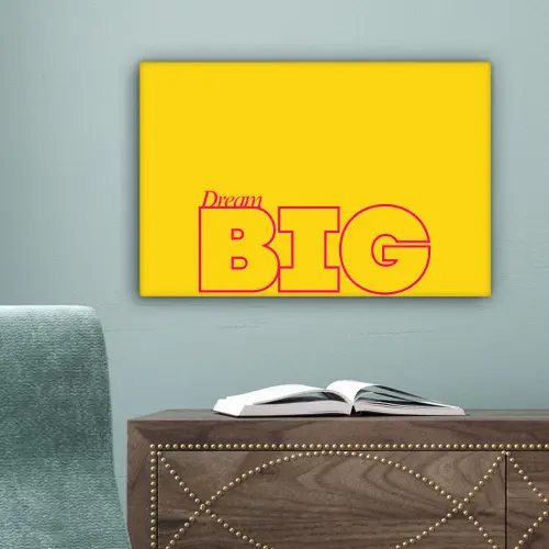 Dream big - Geel - Grafisch canvas 2cm klein -sfeer4