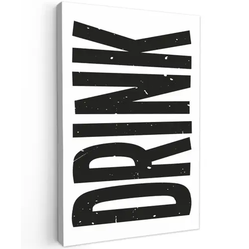 Drink - Zwart - Wit - Decoratie canvas 2cm klein -z3d