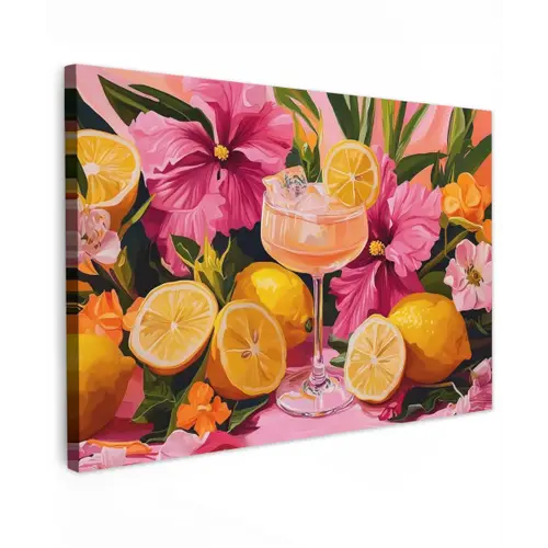 Drink - Bloemen - Yellow canvas 2cm klein -z3d