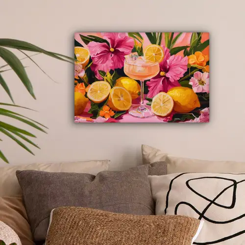 Drink - Bloemen - Yellow canvas 2cm klein -sfeer1