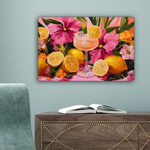 Drink - Bloemen - Yellow canvas 2cm klein -sfeer4