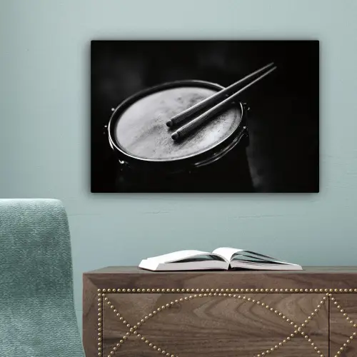 Trommel - Close-up - Drumstokken - Zwart canvas 2cm klein -sfeer4