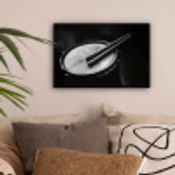 Trommel - Close-up - Drumstokken - Zwart canvas 2cm klein -sfeer1