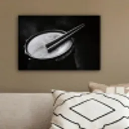 Trommel - Close-up - Drumstokken - Zwart canvas 2cm klein -sfeer3